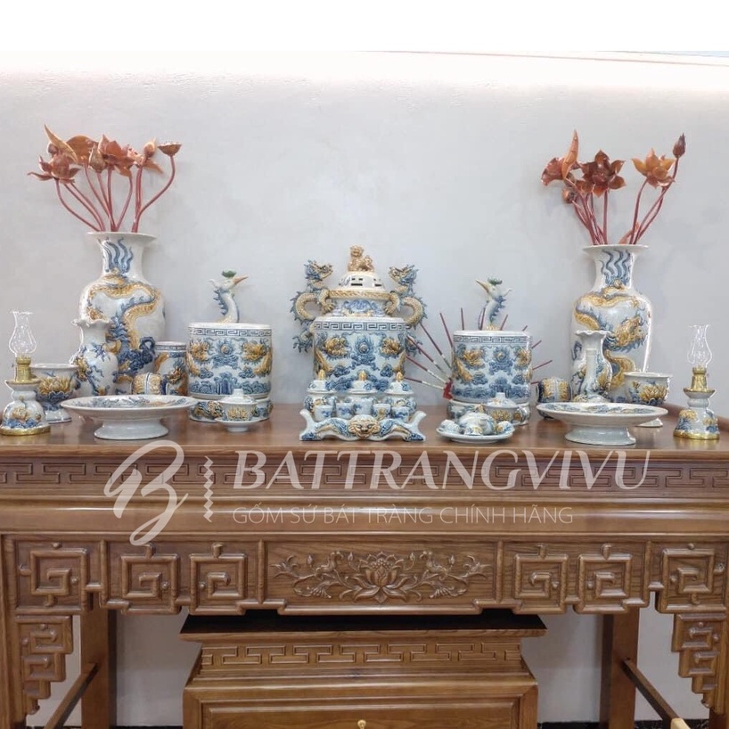 Bát Sâm Hoa Sen Thờ Cúng Men Rạn Bát Tràng - Nghệ nhân chế tác