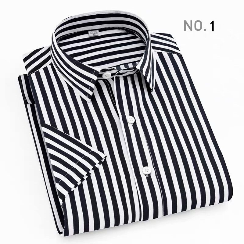 Áo Sơ Mi Tay Ngắn Dáng Ôm Họa Tiết Kẻ Sọc 7 Màu Thời Trang Hàn Quốc Cho Nam 90kg