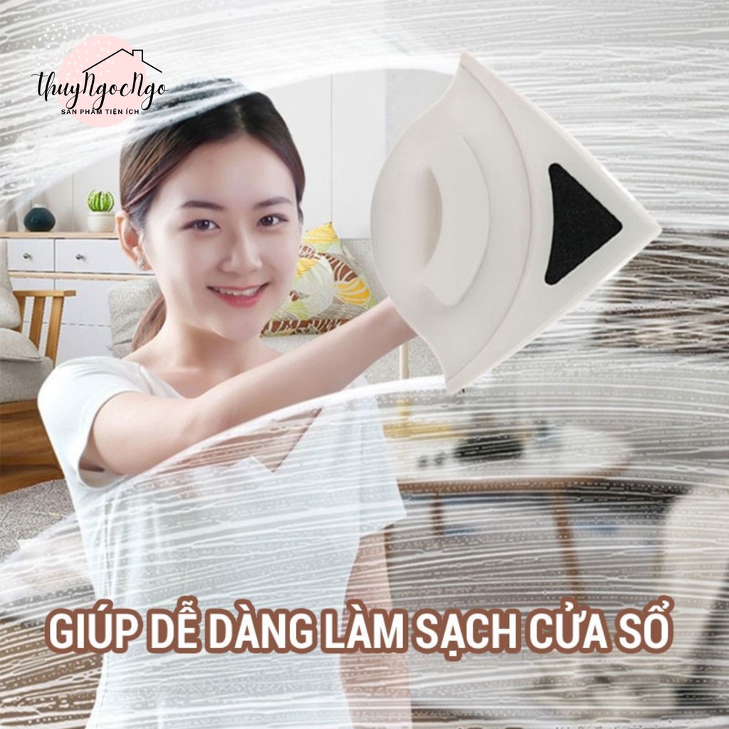 Dụng cụ lau kính 2 mặt nam châm lau cửa kính cao tầng sạch tiện dụng cao cấp