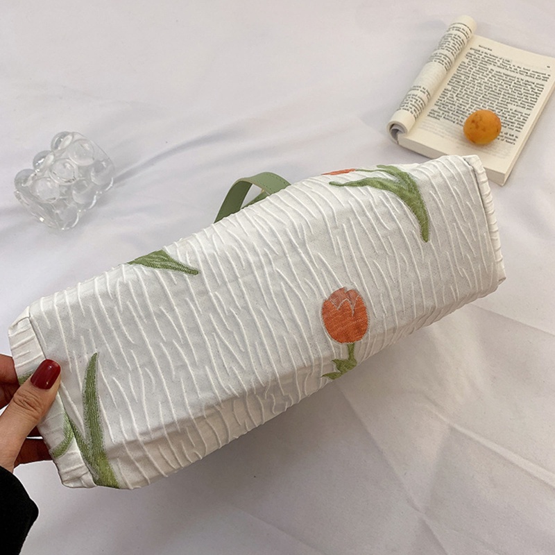 Túi Tote Đeo Vai / Xách Tay Sức Chứa Lớn In Họa Tiết Hoa Tulip Có Khóa Kéo Cho Nữ