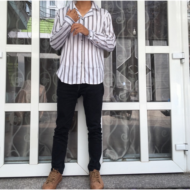 Áo sơ mi lụa kẻ sọc