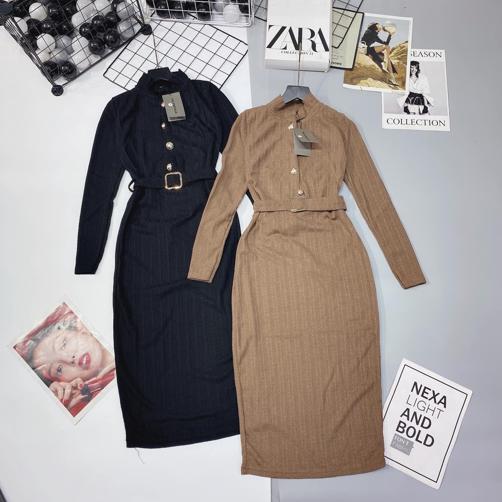 VÁy len nỉ cúc vàng kèm đai hịn(kèm ảnh thật,video) | BigBuy360 - bigbuy360.vn