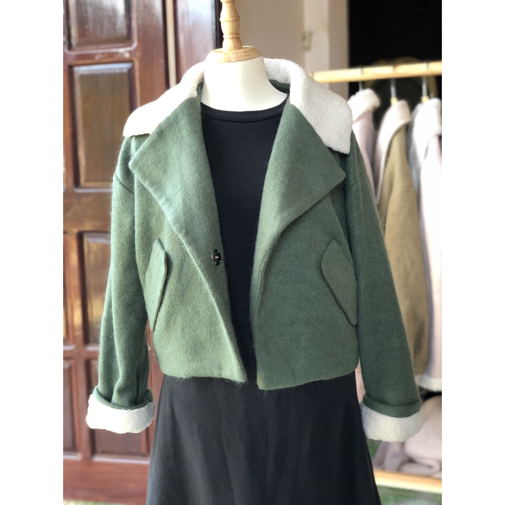 áo khoác dạ dáng vest màu xanh size M