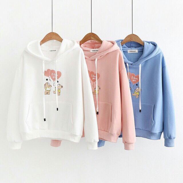 Free_Ship Áo khoác hoodie nỉ in gấu thả tim cute thời Trang Nữ mẫu mới nhất HIỆN NAY chất cho TEEN