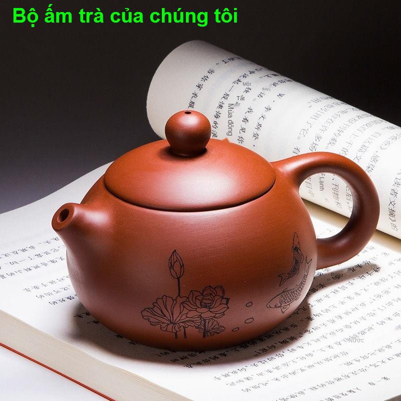 nhà cửa đời sốngYixing đất sét tím ấm trà nguyên quặng Xishi gốm sứ nhà làm thủ công đồ gia dụng bộ Kungfu