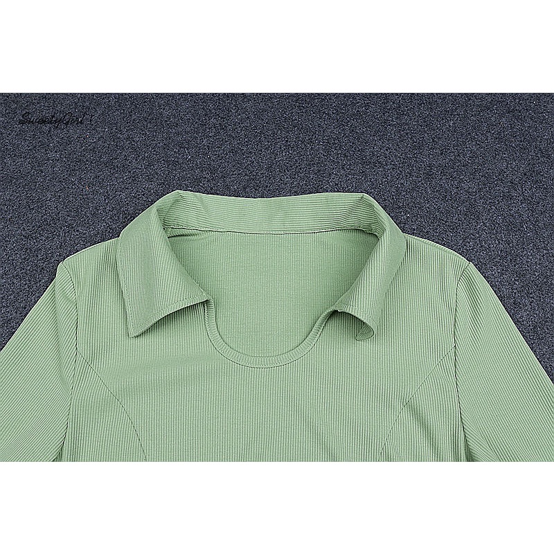 Áo Thun Ngắn Tay Cổ Chữ U Màu Trơn Chiết Eo Thời Trang Cho Nữ 2022