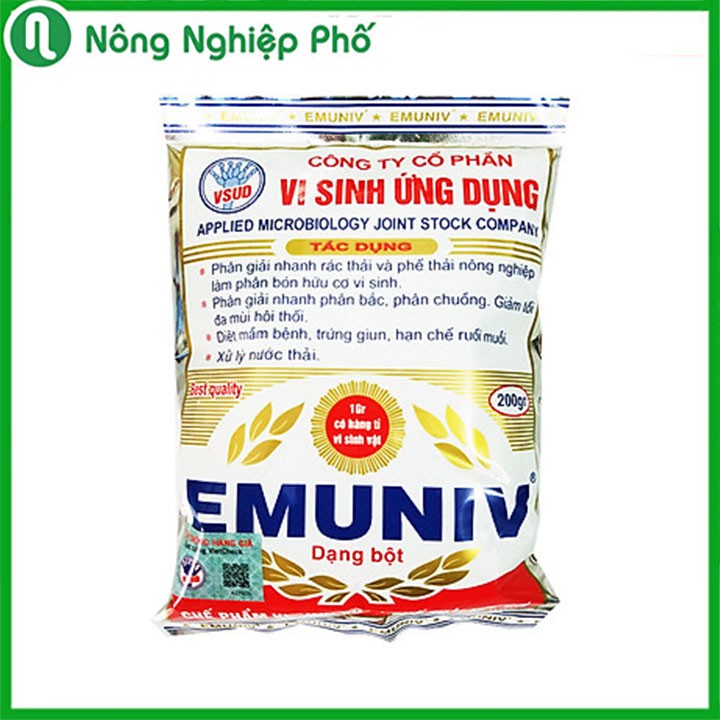 [PHÂN HỮU CƠ VI SINH] Chế Phẩm Vi Sinh EMUNIV  Ủ Phân Và Rác Thải Hữu Cơ Gói 200 Gram