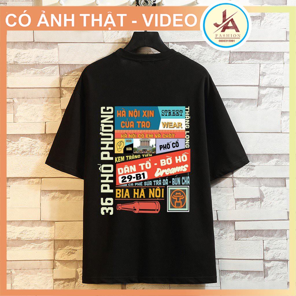 Áo Thun Tay Lỡ Hà Nội  36 phố phường Áo Phông Cotton HÀ NỘI XỊN Nam Nữ Unisex form rộng oversize JASHOP