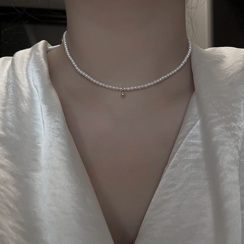 Vòng Cổ Choker Đính Hạt Ngọc Trai Thời Trang Phong Cách Hàn Quốc Dành Cho Nữ Mới