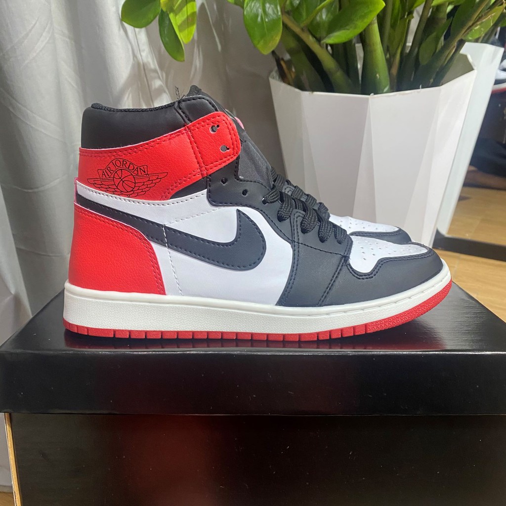 Giày jordan 1 cổ Cao❤️full bill + box❤️ jordan đen đỏ cổ cao [ảnh thật + video] jordan đỏ đen