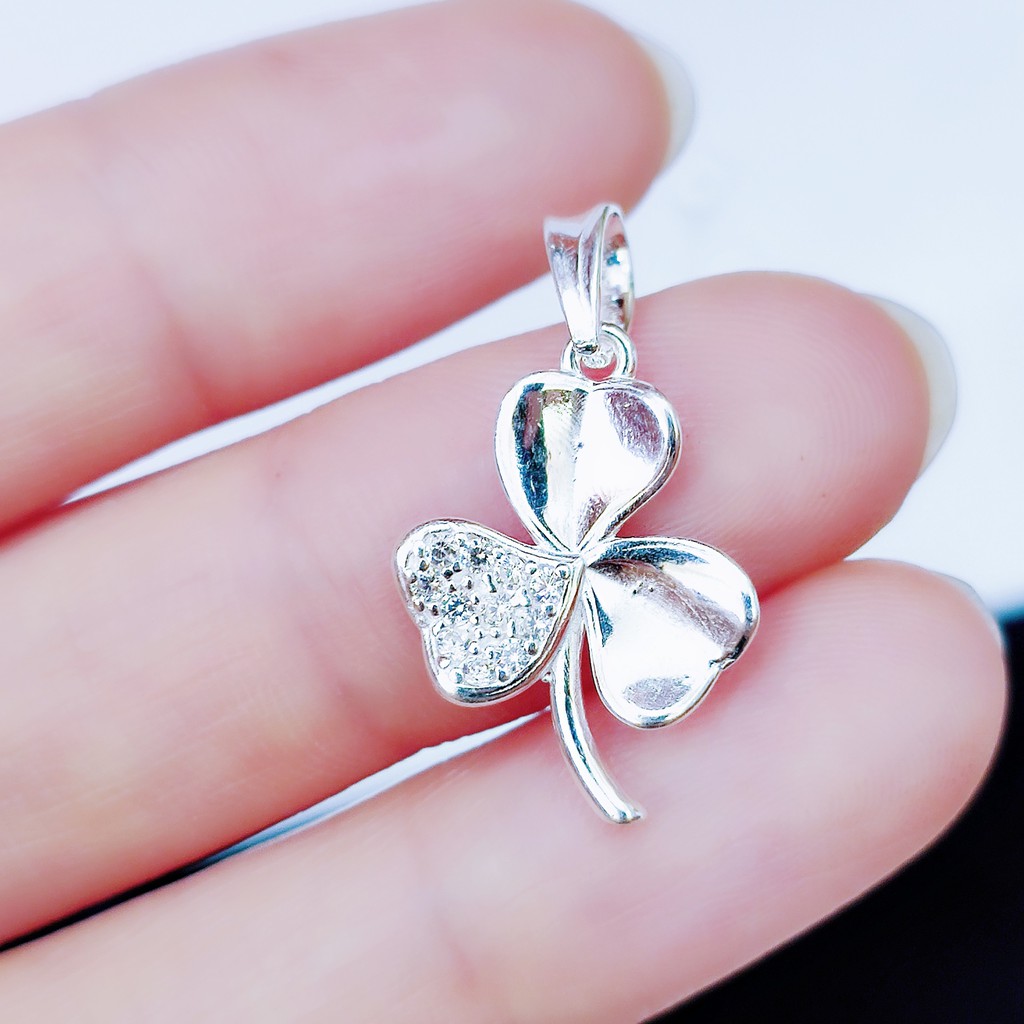 Dây chuyền bạc dây mặt cỏ 3 lá bạc ta_Van jw