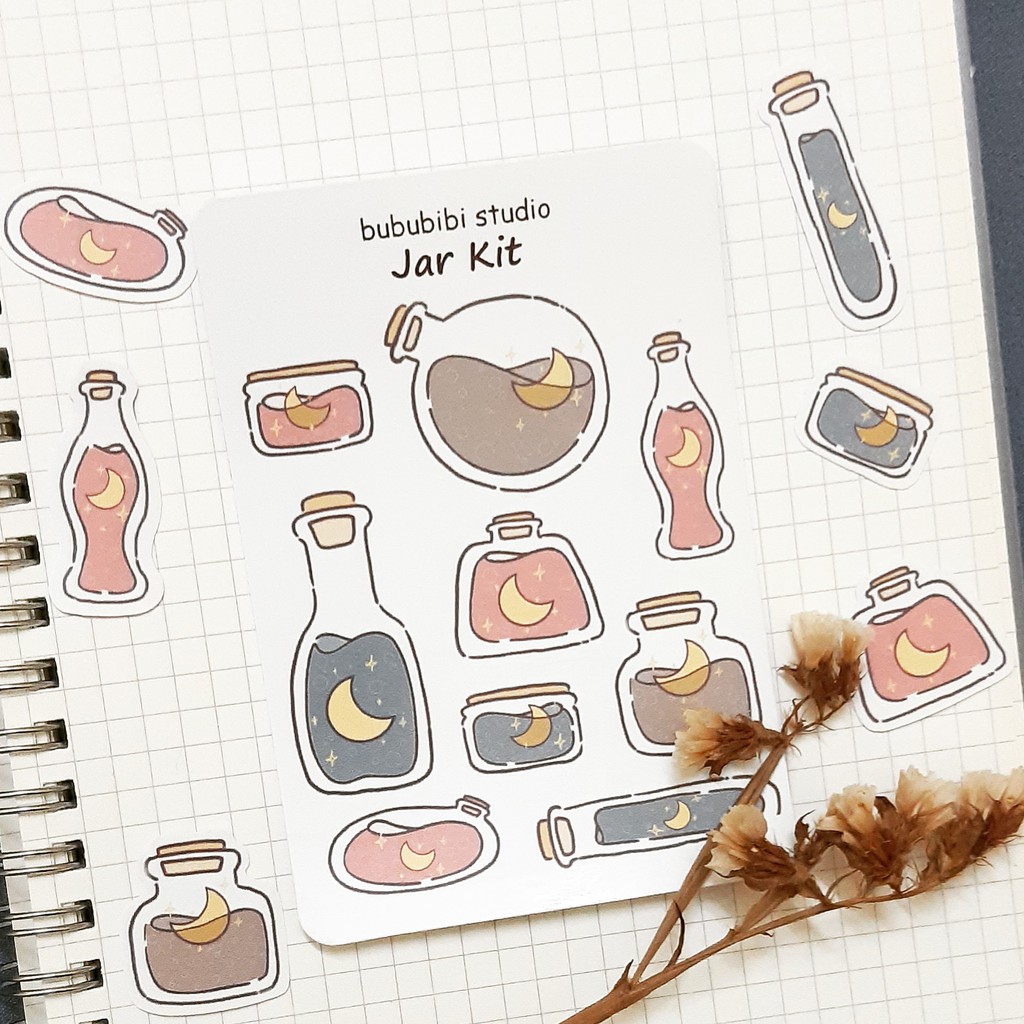 Tờ Bullet Journal/ planner sticker trang trí: Jar kit