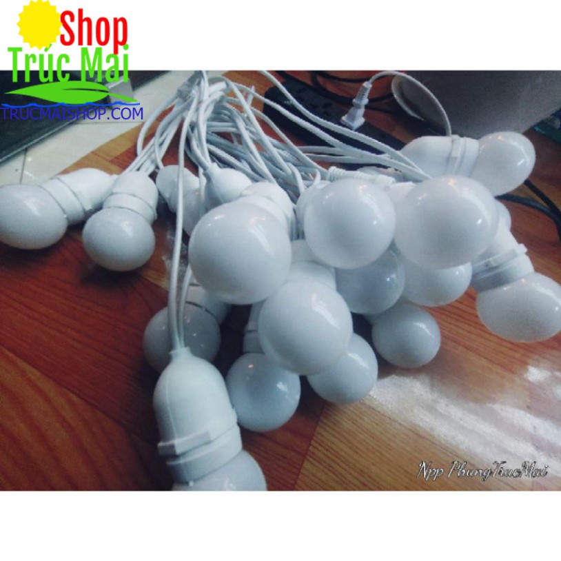 Dây đèn trang trí ngoài trời 20 bóng -10m chống nước dùng cho quán cà phê, trà chanh, trà sữa... BH 12 Tháng