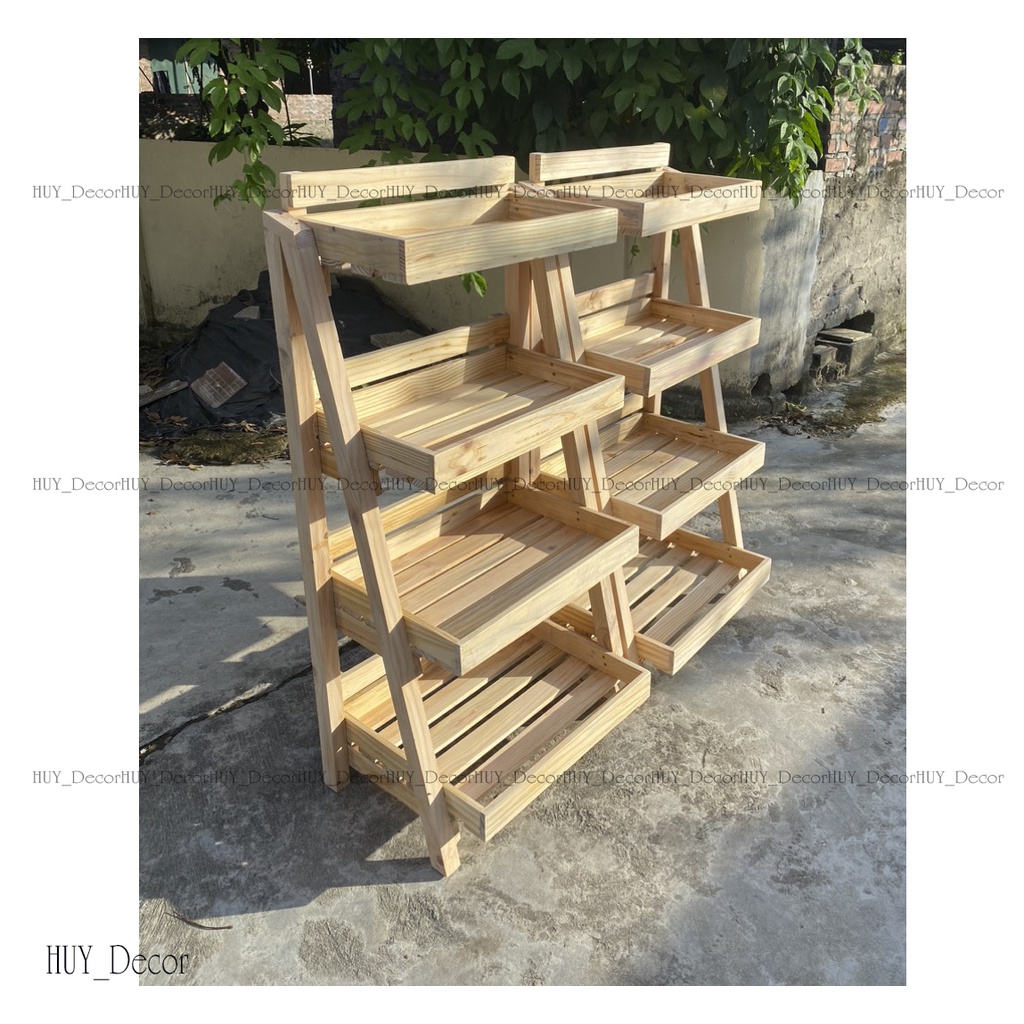 Kệ chữ A 3, 4 tầng, gỗ THÔNG - Kệ GỖ để SÁCH , HOA QUẢ , ĐỒ NHÀ BẾP -SIÊU THỊ