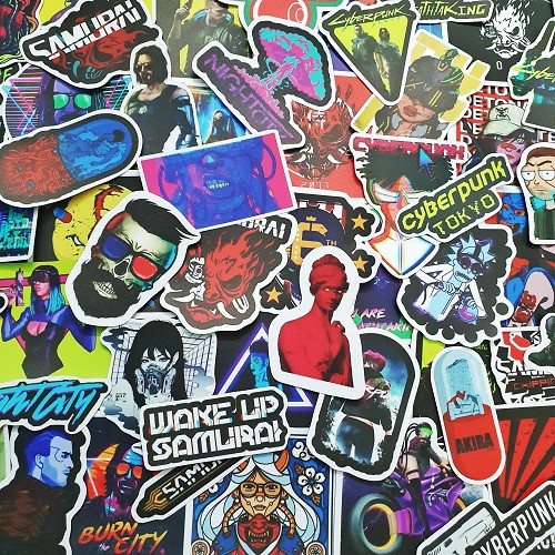 Bộ hình dán game Cyberpunk 2077 sticker pvc chống nước cao cấp, không bay màu - Owl Sticker