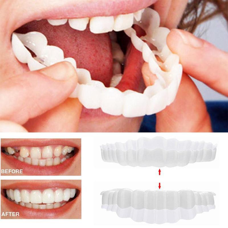 1 bộ Lắp ráp hoàn hảo silicone trên và dưới tấm phủ mỹ phẩm Mô phỏng răng giả Làm trắng răng