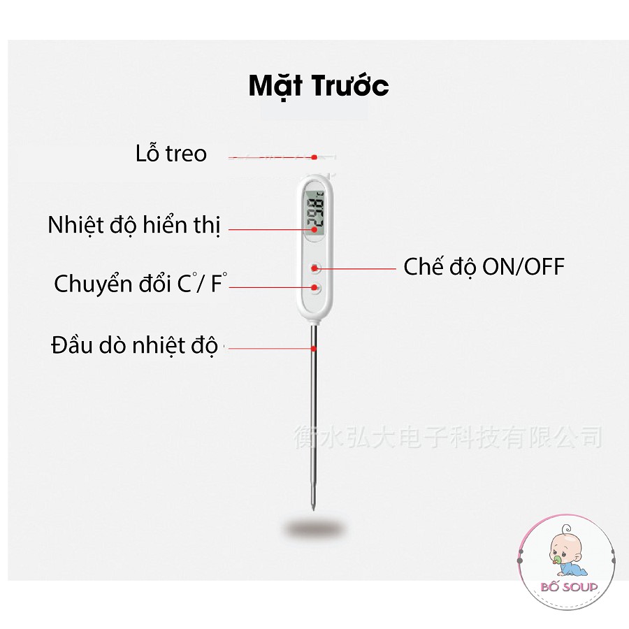 Nhiệt Kế Điện Tử Đa Năng Đo Nước Pha Sữa, Thực Phẩm, Nước Tắm Cho Bé