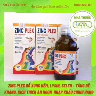 ZinC Plex - Bổ sung kẽm, lysin cho trẻ em. Hỗ trợ tăng sức đề kháng, kích thích tiêu hóa, ăn ngon miệng