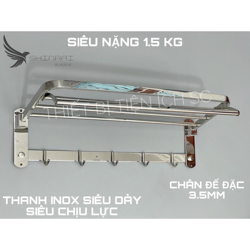 Giá kệ treo khăn quần áo để dồ nhà tắm Inox 304 (LOẠI 1-CHÂN ĐẾ ĐẶC,CỰC CHẮC CHẮN)