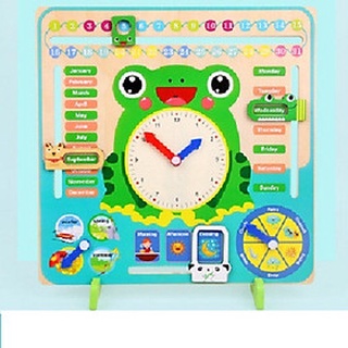 Đồng hồ gỗ hình con ếch đa năng 7 in 1