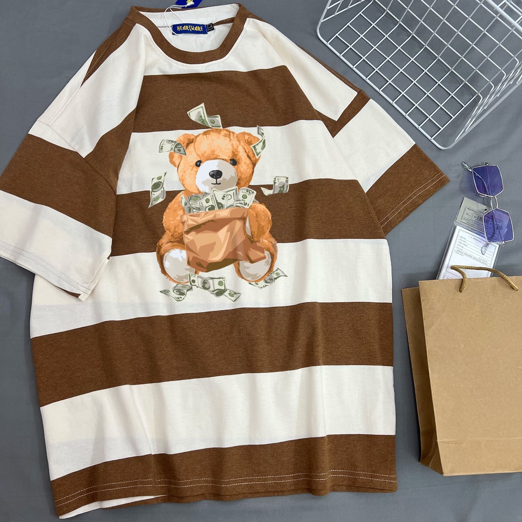 Áo thun tay lỡ nam nữ MEANSTORE phông in hình 100% cotton vải mát form rộng phong cách Ulzzang - Gấu biển