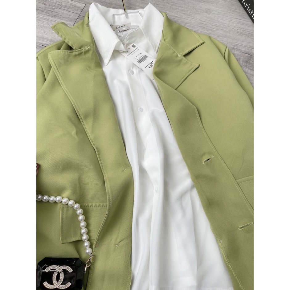 Set sơ mi xanh 2 món mix áo vest blazer TH473 0322