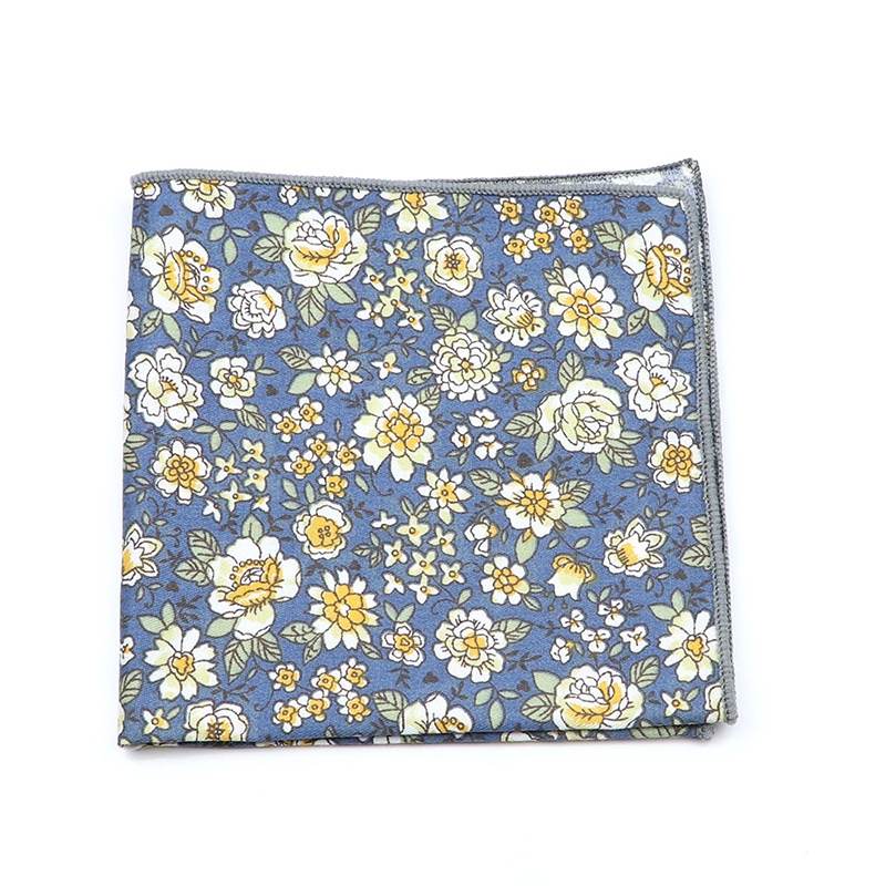Khăn Tay Cotton Vuông Rộng 25cm Họa Tiết Hoa Bỏ Túi Dành Cho Nam Nữ