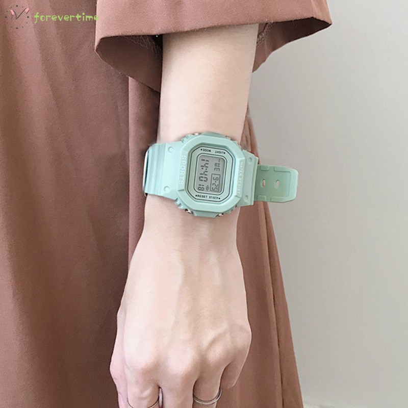 ☞ Phụ kiện trang sức☜ Women Green Digital Watch Girls Student Portable Wrist Watch with Soft Band