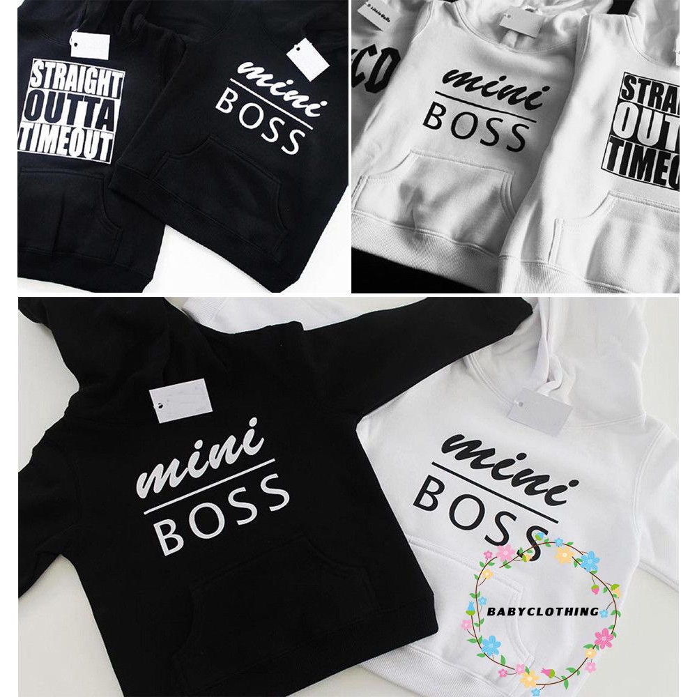 Áo hoodie hoạ tiết chữ Mini Boss dễ thương dành cho bé 0-5 tuổi