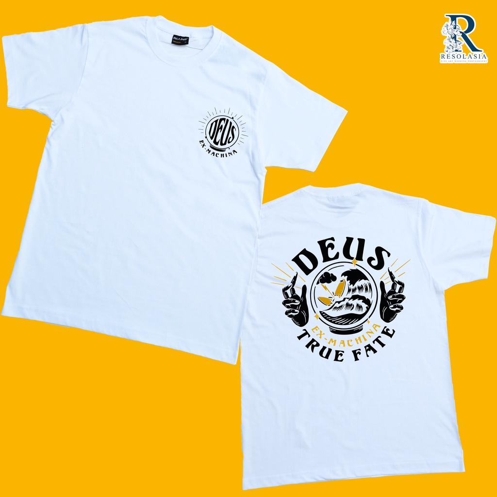 (Hàng Có Sẵn) Áo Thun cotton Cổ Tròn Tay Ngắn In Hình Deus Ex Machina vintage Lướt Sóng Cà Phê racer
