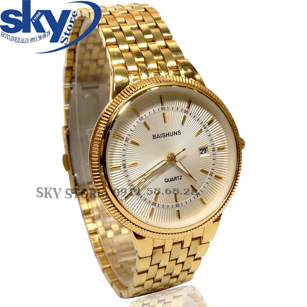 Đồng hồ nam BAISHUNS 8899SKY dây thép không gỉ cao cấp + Tặng kèm vòng tay phong thủy