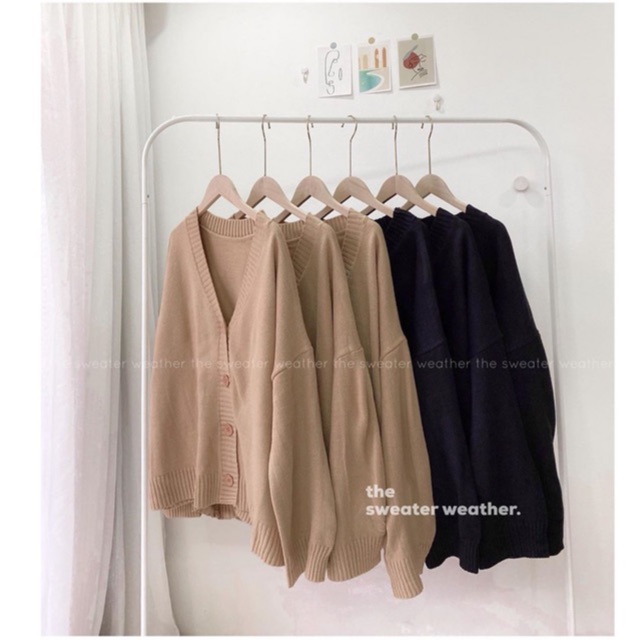 Áo khoác cardigan len trơn oversize | BigBuy360 - bigbuy360.vn