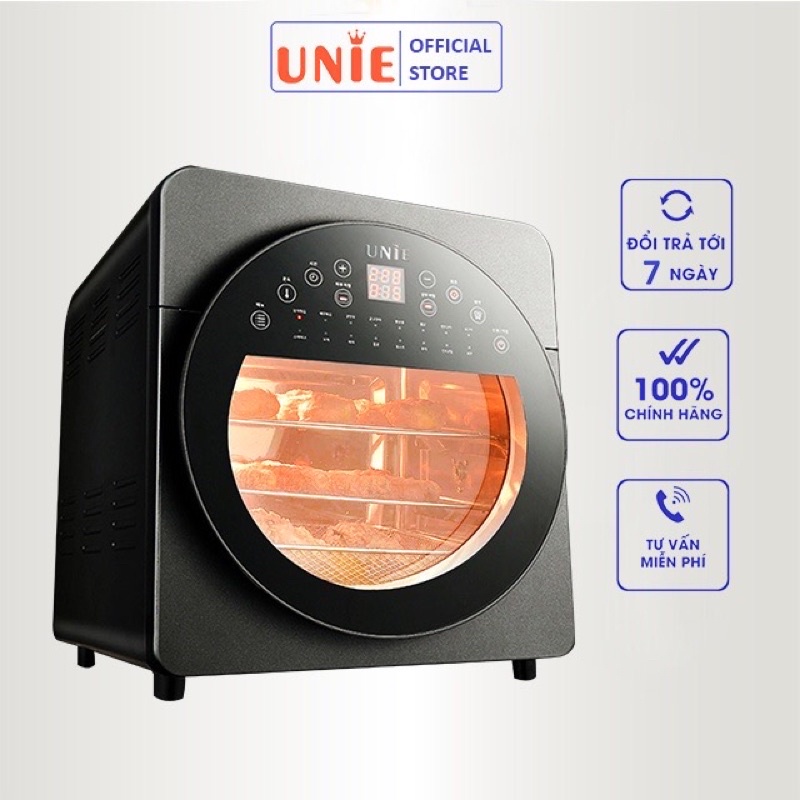 Nồi chiên không dầu Unie 999, bếp chiên không dầu 15L, nồi chiên gà nguyên con có trục xoay, chính hãng Unie, kèm Quà