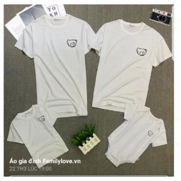 Áo gia đình Familylove - đồ gia đình Gấu in 2 mặt cực dễ thương chất liệu cotton 100% co giãn