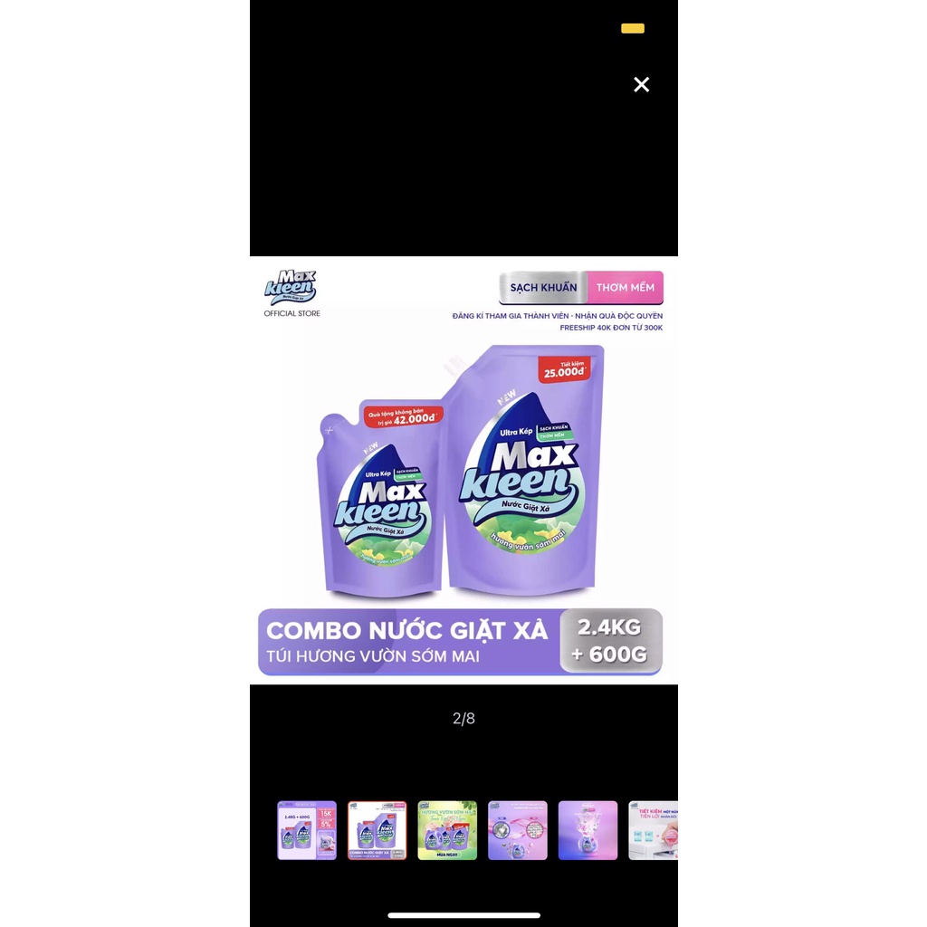 Nước giặt Maxkleen combo khuyến mãi 2,4kg , 3,8kg Mua 1 tặng 1