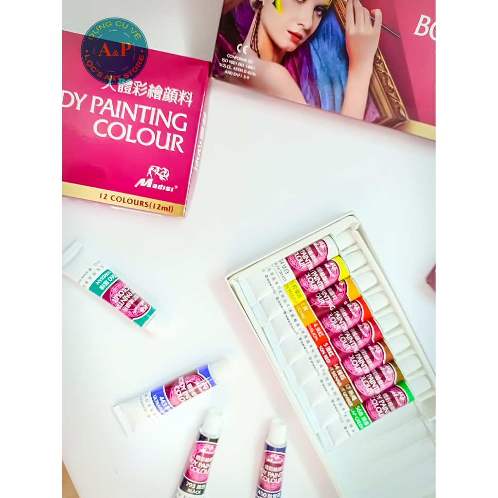 [Lộc'sArtStore]Màu vẽ Mặt Body hóa trang Painting Colour(Bộ 12 màu)
