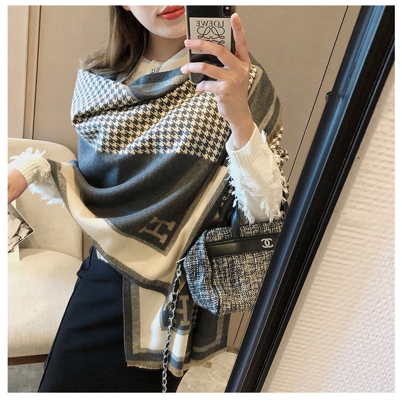KH01 Khăn mùa đông chữ H cao cấp hàng loại 1 thời trang mẫu mới nhất 2023 190*65