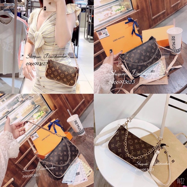 [Mã FAMAYWA2 giảm 10k đơn từ 50k] Túi kẹp nách hoạ tiết phối xích đeo vai đeo chéo (Video ảnh thật)