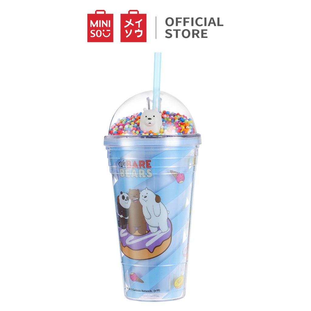Cốc nhựa Miniso x We Bare Bears kèm ống hút 480ml - Hàng chính hãng