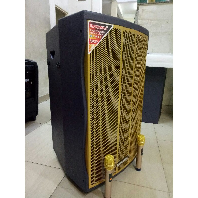 Loa kéo Ronamax công suất 1000W MF18 loa karaoke di động thùng gỗ bass loa 5 tấc, 2 micro UHF cực hay