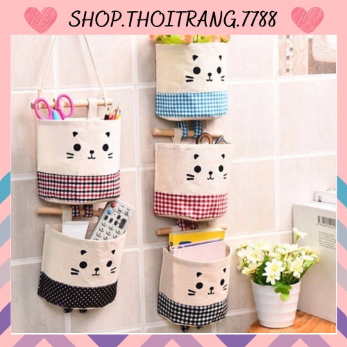 Túi treo tường đựng đồ hình mèo con dễ thương 88098 shop thời trang 7788