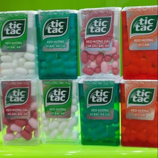 4 Hộp kẹo Tictac hương bạc hà, dâu, cam, bạc hà lục...14.5g