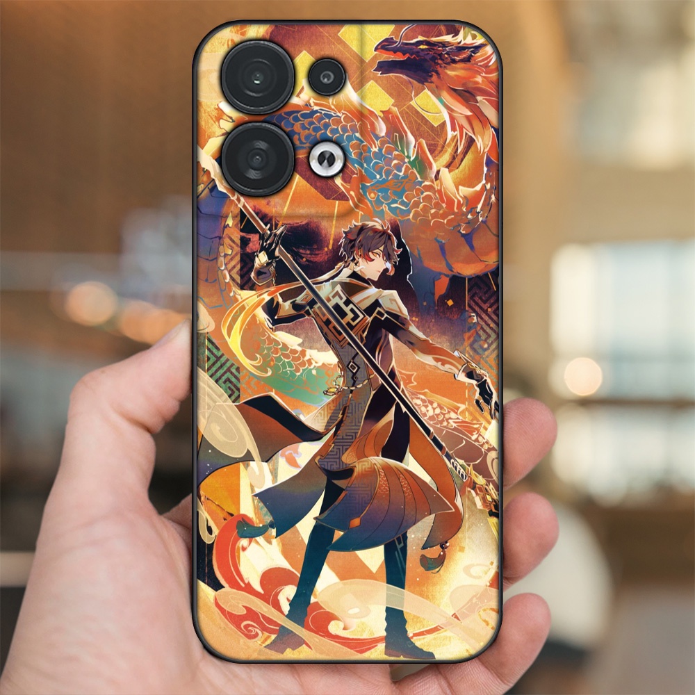 Ốp lưng Oppo Reno 8 5G viền đen in hình Zhongli Genshin Impact