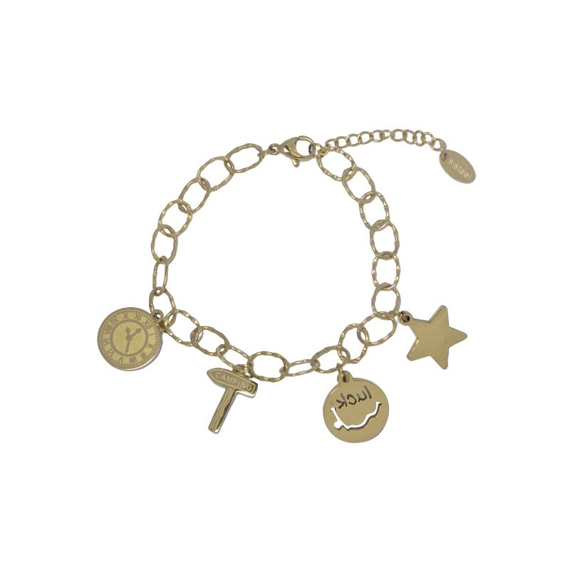 Vòng Tay Thép Titan Màu Vàng Họa Tiết Ngôi Sao Năm Cánh Thời Trang Hàn Quốc Cho Nữ | BigBuy360 - bigbuy360.vn