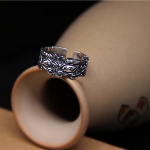 Nhẫn nam nữ tròn Unisex màu bạc Thời trang Kuu Studio chất liệu Titan đẹp đơn giản - Nhẫn Yang Ring