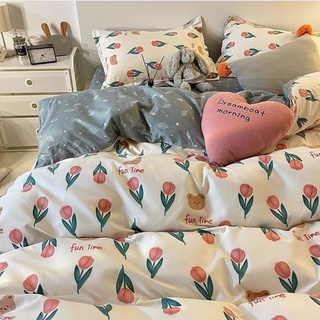 Bst set vỏ chăn ga cotton poly hoa tulip siêu xinh, đanh mát shinbedding