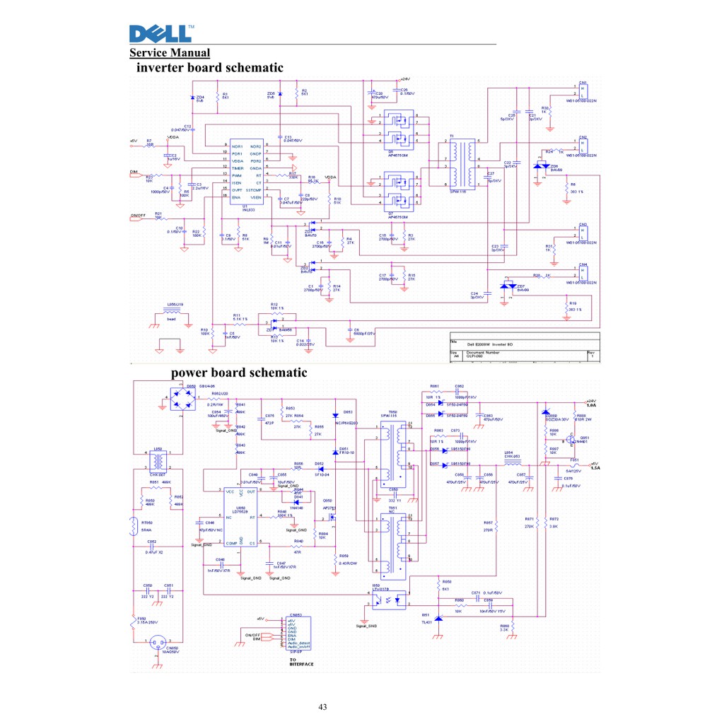 Hướng dẫn sửa chữa và sơ đồ màn Dell E2009W