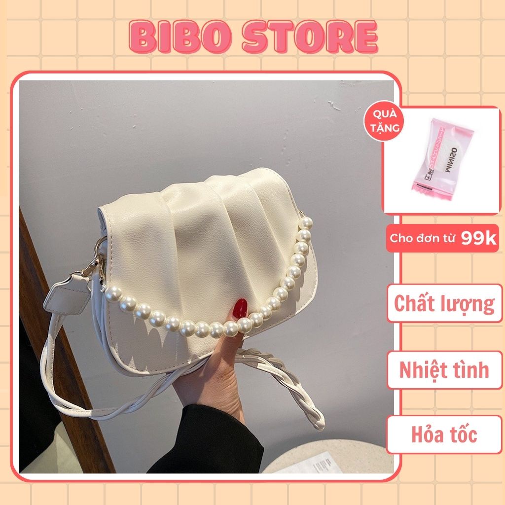 Túi Xách Nữ Kẹp Nách Đeo Chéo Quai Ngọc Dáng Nếp Gấp Sang Trọng BIBO STORE B19