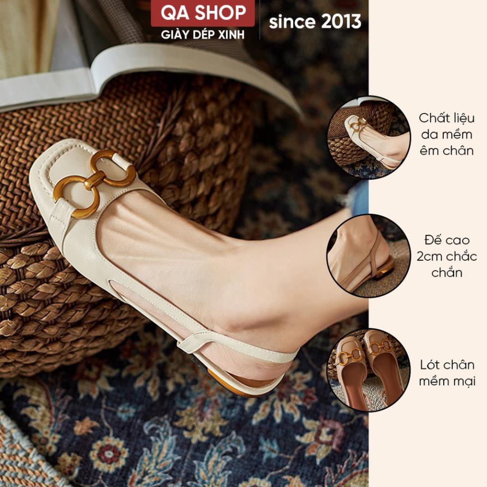 Giày bệt búp bê nữ quai hậu mũi vuông hở gót, chất liệu da êm chân (Mã G756) VTH