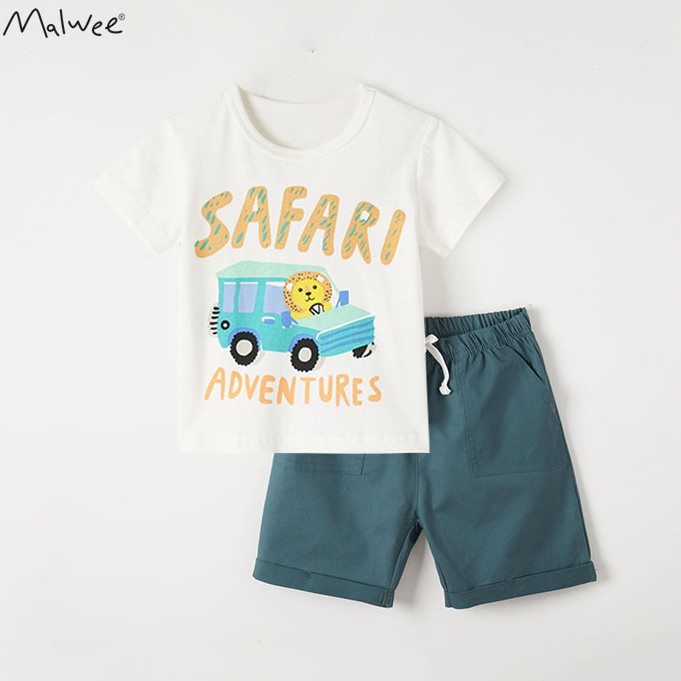 Bộ cộc tay cho bé trai mùa hè Malwee phong cách Âu Mỹ cực sang hàng cao cấp đủ size 2-7T